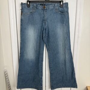 AJ Armani Jeans Wide Leg Denim Jeans Y2K Vintage Blue Relaxed Fit 32x27